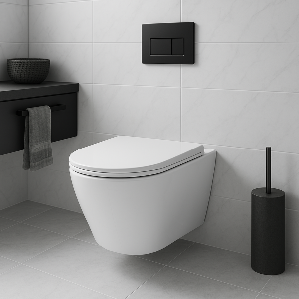 INTER CERAMIC WC SET VISEĆA WC ŠKOLJKA BEZ RUBA, ZIDNI ODVOD S SOFT CLOSE/QUICK RELEASE WC DASKOM 37X37X48CM PORCULAN/DUROPLAST BIJELA 2/1 - Slika 5